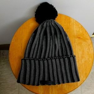 Rebecca Minkoff Plaited Rib Pom Beanie, Black and Gray